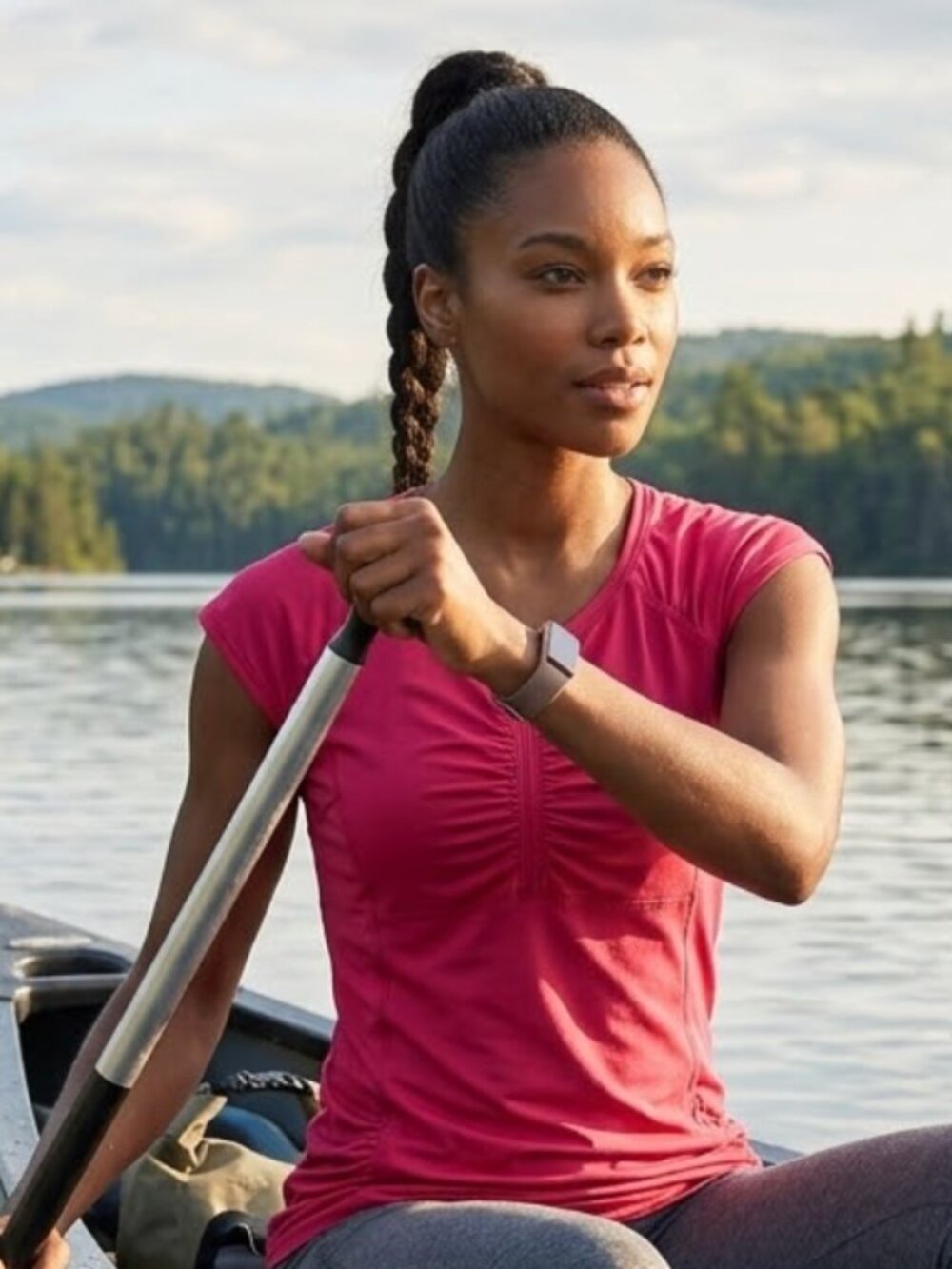 Athleta |	Swim or Outdoors Top "Intrepid" Sunshield Cap Sleeve Red | Size Large